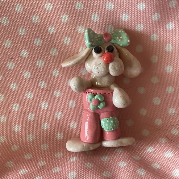 Handcrafted; Easter Bunny; Mint Green; Ooak;Magnet - Picture 6 of 9